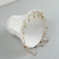 Abat-jour blanc avec perles applique murale mini lustre clip sur 15cm 5.9 po DIA