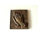 Haussegen Bronze Andachtsbild Wand Relief Wanddeko Wandbild Vintage religiöses Geschenk Deko Meditationsraum Kreuz betende Hände