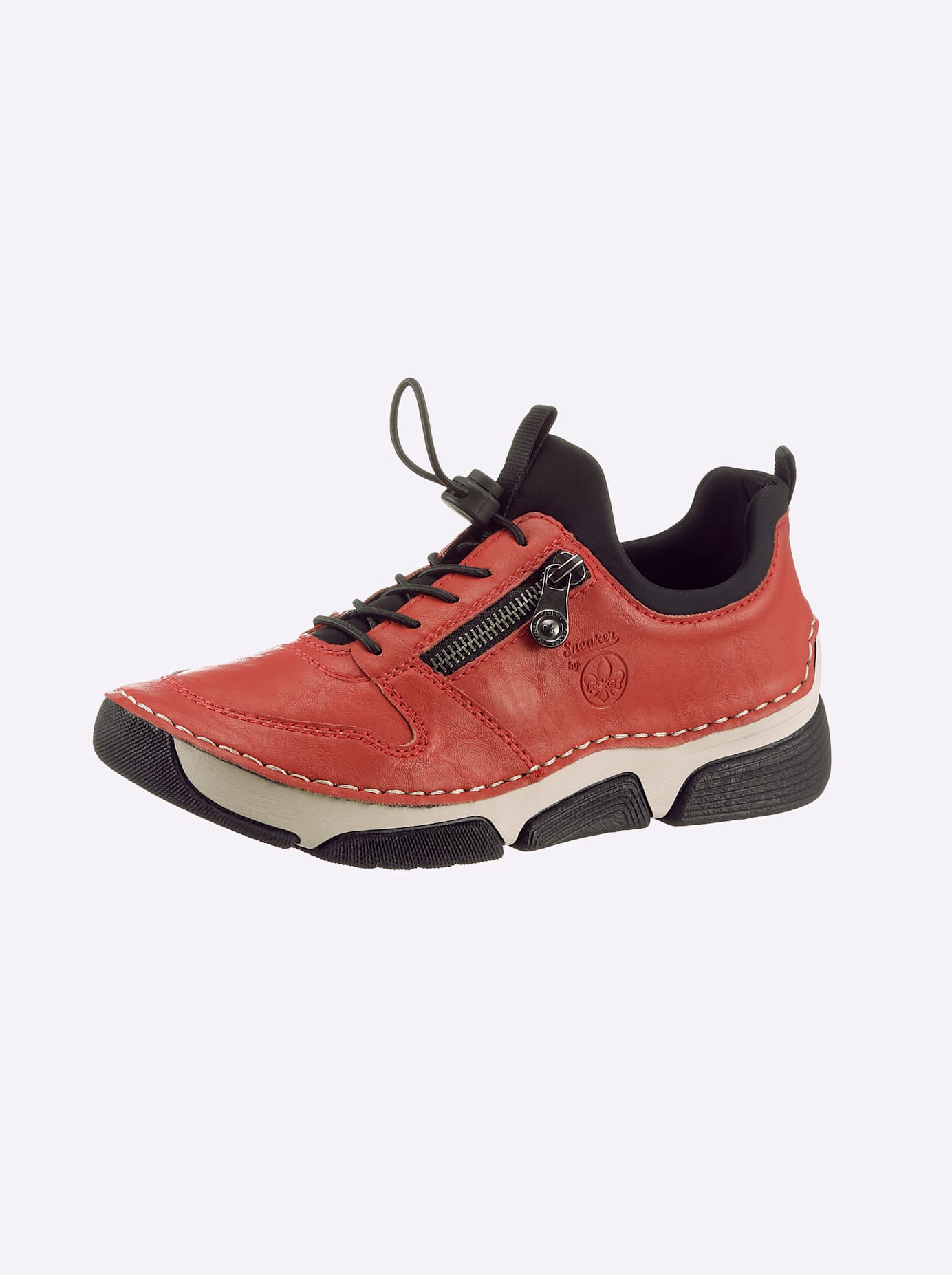 Sneaker RIEKER, Damen, Gr. 40, rot, Lederimitat, Textil, Schuhe Sneaker