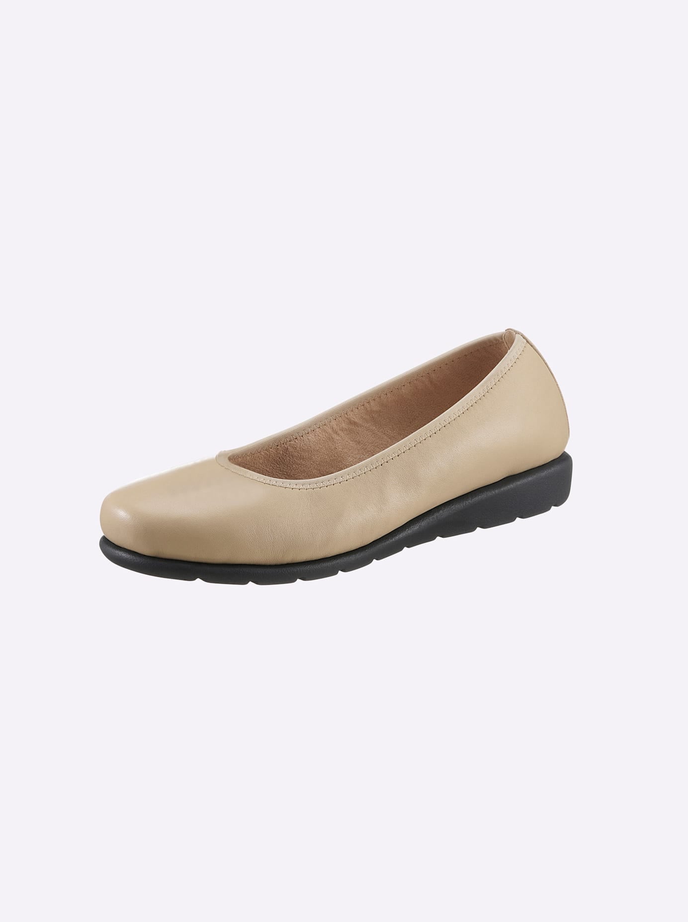 Ballerina CLASSIC BASICS, Damen, Gr. 39, beige, Glattleder, Basic, Schuhe Ballerina