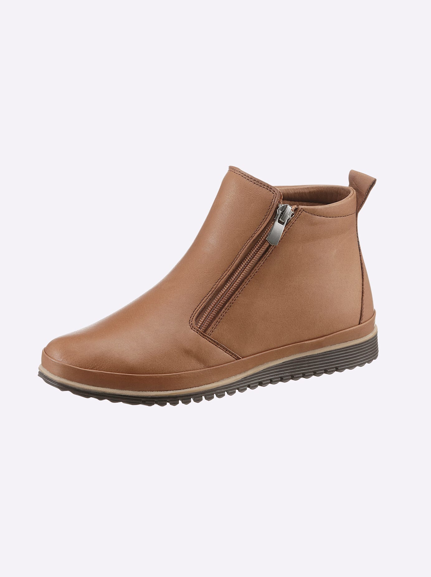 Stiefelette ANDREA CONTI, Damen, Gr. 40, braun (cognac), Glattleder, Leder, Rindsleder, Schuhe Stiefelette