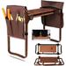 Heavy Duty Widen Garden Kneeler and Seat Bench Folding Garden Workseat with EVA Foam Kneeling Pad and Dual Pouch