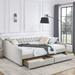 Grey Queen Size Daybed with Drawers Upholstered Tufted Sofa Bed