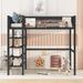 Modern Metal Twin Size Loft Bed with 4-Tier Storage Shelves