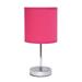 11.81" Traditional Petite Metal Stick Bedside Table Desk Lamp in Chrome with Fabric Drum Shade for End Table