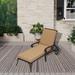 3-Pieces Cast Aluminum Reclining Outdoor Chaise Lounge with Side Table