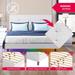 Mixoy Bed Frame with Smart RGB LED Lights Button Tufted Headboard PVC Fabric Upholstered Platform No Box Spring Needed