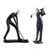 2pcs Abstract Resin Golfer Statues Player Sculpture Desktop Adornment