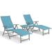 Crestlive Products Blue Outdoor Folding Patio Chaise Lounge Chair Aluminum Recliners and Table Set