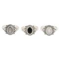 Third Time's the Charm,'Set of 3 Sterling Silver Gemstone Cocktail Rings from India'