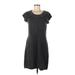DressBarn Casual Dress - Shift Scoop Neck Short sleeves: Gray Print Dresses - Women's Size Medium