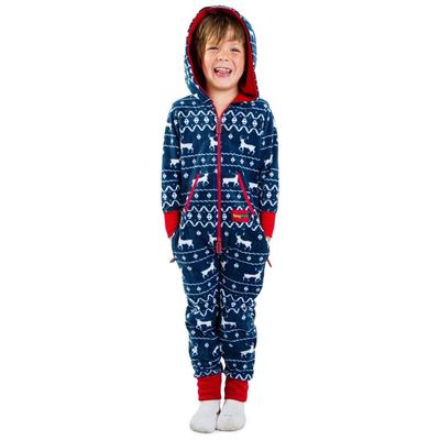 Boy's / Girl's Blue Reindeer Jumpsuit