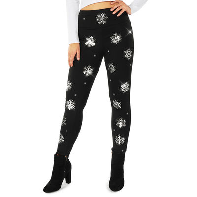 Sequined Snowflake High Waisted Leggings