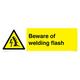 Schild mit Aufschrift "Beware of welding flash", 450 x 150 mm, L41