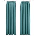 PONY DANCE Thermal Door Curtains Pencil Pleat, Sea Teal Extra Long Blackout Curtains Lining Room Darkening Window Treatment Drapes for Farmhouse Country Decoration, 2 Panels, W66 X L90
