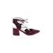 Steve Madden Heels: Pumps Chunky Heel Boho Chic Burgundy Print Shoes - Women's Size 6 - Closed Toe