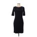 Chaps Casual Dress - Sheath Crew Neck Short sleeves: Black Print Dresses - Women's Size Medium