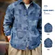 Maden-Chemises en denim rétro japonais pour hommes chemise boutonnée à manches longues patchwork