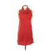 Casual Dress - Shift Cowl Neck Sleeveless: Orange Print Dresses - Women's Size Large