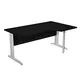 Bureau d'angle compact retour à droite Pronto Métal - L.160 x P.100 cm - Plateau Noir - Pieds L Chrome