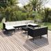 vidaXL 10 Piece Patio Lounge Set with Cushions Poly Rattan Black - 23.6" x 23.6" x 13.8"