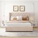 Queen Size Velvet Upholstered Storage Platform Bed with Storage Drawer and Wingback Button Tufted Headboard