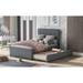 Full Size Upholstered Platform Bed with Twin Size Trundle Bed and Headboard