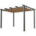 Beige Aluminum Retractable Pergola with Sun Shade Patio Gazebo