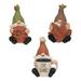 3/Set Resin Sitting Gnome Figures - 3"H x 1.50"Wx 1.50"l