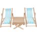 NUOLUX 3 Pcs Dollhouse Miniature Beach Chairs Mini Lounge Chair Foldable Table Ornament