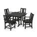 POLYWOOD® Prairie 5-Piece Farmhouse Outdoor Dining Set Plastic in Black | 37.73 W x 37.73 D in | Wayfair PWS2111-1-BL