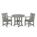 POLYWOOD® Oxford 3-Piece Farmhouse Outdoor Dining Set Plastic in Gray | 35.13 W x 35.13 D in | Wayfair PWS2092-1-GY