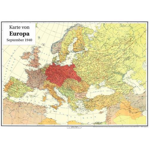 Historische Karte: EUROPA im September 1940 (gerollt)