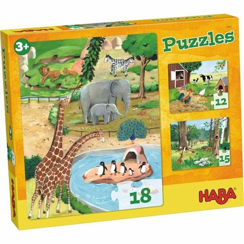 HABA 4960 - Puzzles Tiere, Kinderpuzzles ab 3 Jahren mit 3 Puzzle-Motive - HABA Sales GmbH & Co. KG