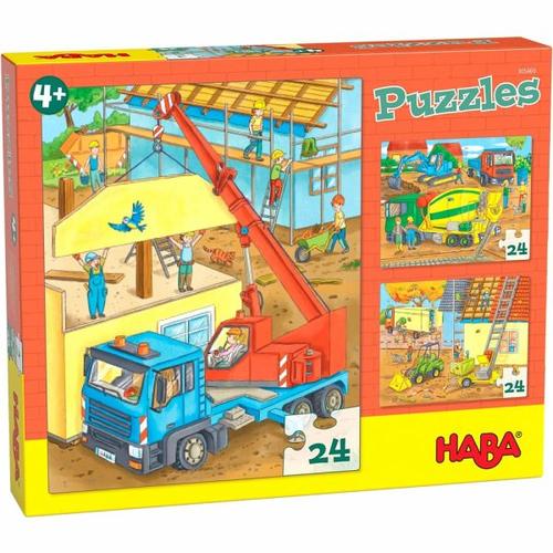 HABA 305469 - Puzzles Auf der Baustelle, 3 Puzzle, 24 Teile - HABA Sales GmbH & Co. KG