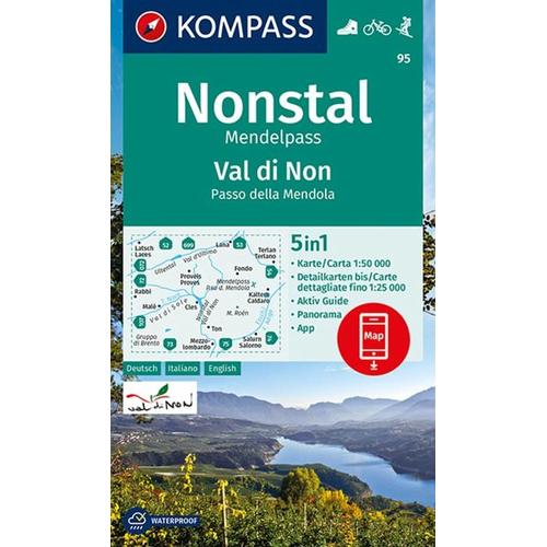 KOMPASS Wanderkarte 95 Nonstal, Mendelpass, Val di Non, Passo della Mendola 1:50.000
