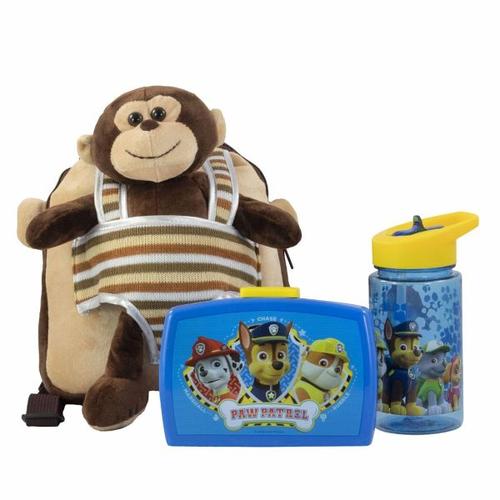 Plüschrucksack Max Monkey Boy mit Brotdose und Trinkflasche – Pos