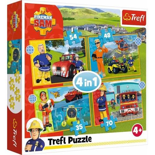 Feuerwehrmann Sam zur Rettung, 4 in 1 Puzzle (Kinderpuzzle) - Trefl
