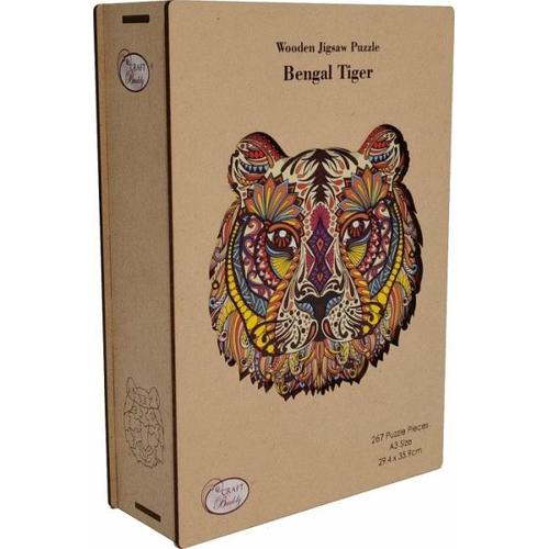 Craft Buddy PUZZWD-01 - Wooden Jigsaw Puzzle, Bengal Tiger, Holzpuzzle, A3 - Craft Buddy
