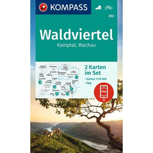 KOMPASS Wanderkarten-Set 203 Waldviertel, Kamptal, Wachau (2 Karten) 1:50.000