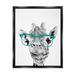 Trinx Fun Giraffe In Glasses Animal Framed Floater Canvas Wall Art By Annalisa Latella Canvas in Gray | 21 H x 17 W x 1.7 D in | Wayfair