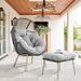 Dakota Fields Azuredee Patio Hammock Chair w/ Cushion Wicker/Rattan in Gray/Brown | 52.36 H x 35.03 W x 36.4 D in | Wayfair