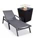 Orren Ellis Karanveer Outdoor Metal Chaise Lounge w/ Table Metal in Black | 32.44 H x 21.65 W x 21.65 D in | Wayfair