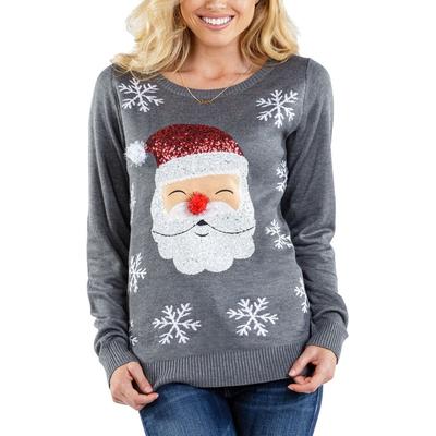 Women's Red Nose Santa Ugly Christmas Sweater