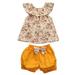 Sunisery Toddler Baby Girl Clothes Set Sleeveless Ruffle Collar Floral Crop Top Bubble Bow Short Infant Outfit Suit