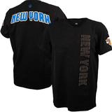 Men's FISLL Black New York Knicks 3D Puff Print Sliced Logo T-Shirt
