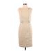 White House Black Market Casual Dress - Sheath High Neck Sleeveless: Ivory Print Dresses - Women's Size 2