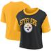 Women's Nike Gold/Black Pittsburgh Steelers High Hip Fashion T-Shirt