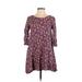 Kimchi Blue Casual Dress - A-Line Crew Neck 3/4 sleeves: Blue Floral Dresses - Women's Size Small