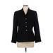 Kasper A.S.L. Blazer Jacket: Below Hip Black Print Jackets & Outerwear - Women's Size 8 Petite